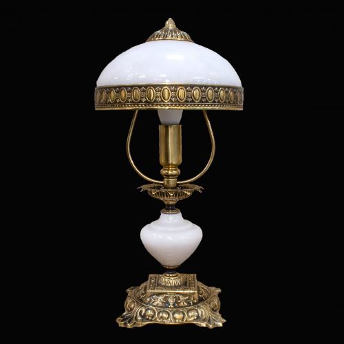 Настольная лампа из камня НК-О-02 ОВМ Белый мрамор