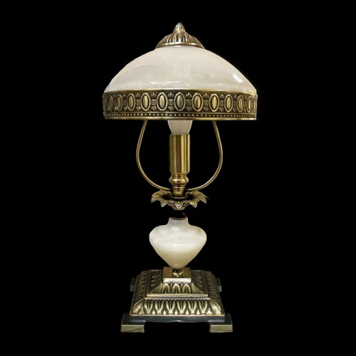 Настольная лампа из камня НК-О-02 ОВМ Белый оникс