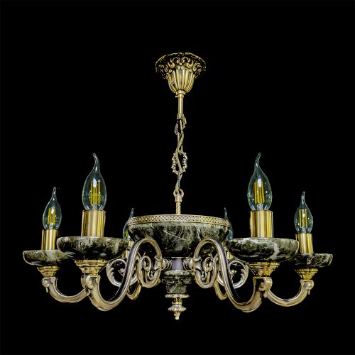 Люстра из камня НК-О-6 ЛАТА СВ (100) Зеленая яшма